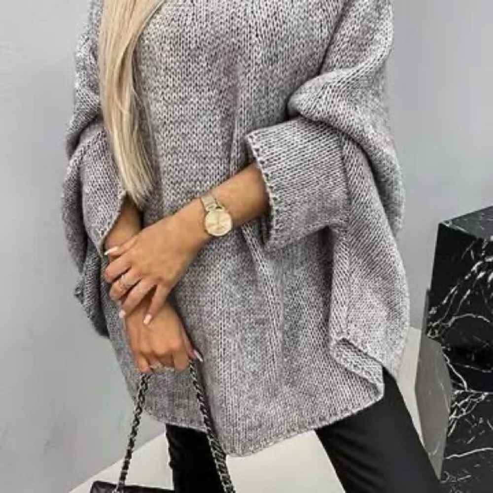 Cozy Gray Women's Oversized Cape Sweater